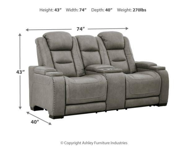  The Man-Den Power Reclining Loveseat Console, Gray 