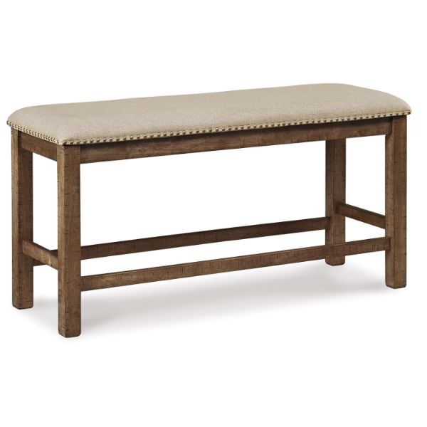  Moriville Counter Height Dining Bench, Beige 