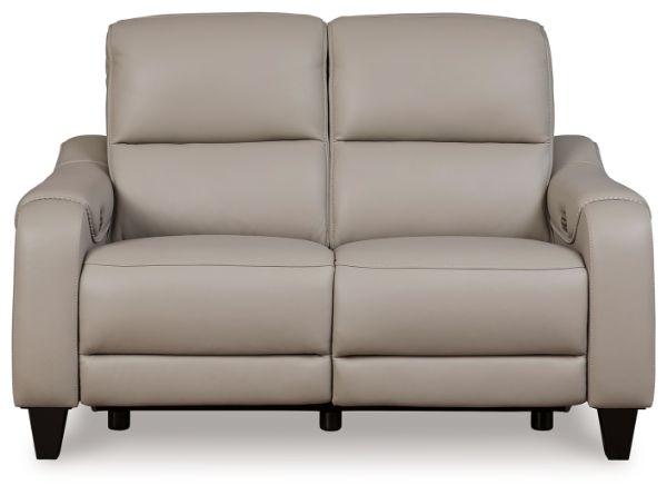  Mercomatic Leather Power Reclining Loveseat, Gray 