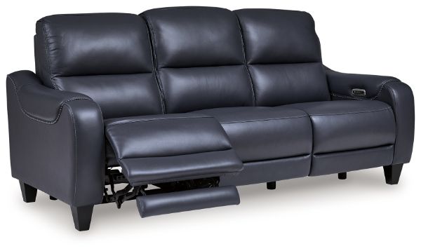  Mercomatic Leather Power Reclining Sofa, Ocean 