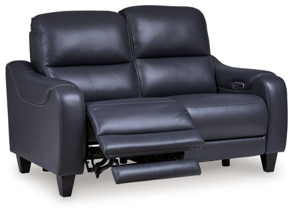  Mercomatic Leather Power Reclining Loveseat, Ocean 