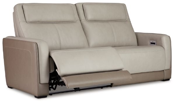 Battleville Leather Power Reclining Sofa, Almond 