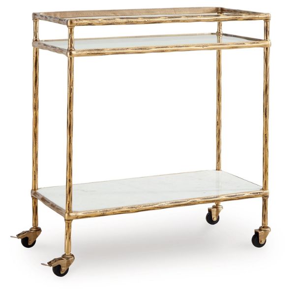  Plattfield Bar Cart, Antique Gold Finish 