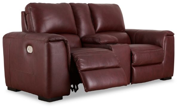 Alessandro Leather Power Reclining Loveseat Garnet 