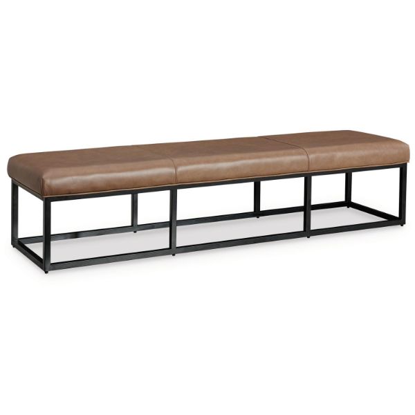  Joston Leather Accent Bench, Caramel 