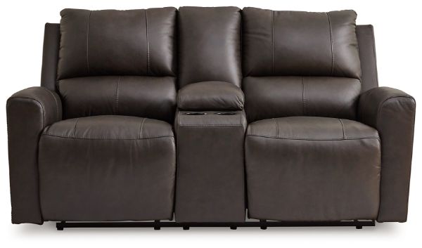 Boxmere Leather Power Reclining Loveseat Storm 