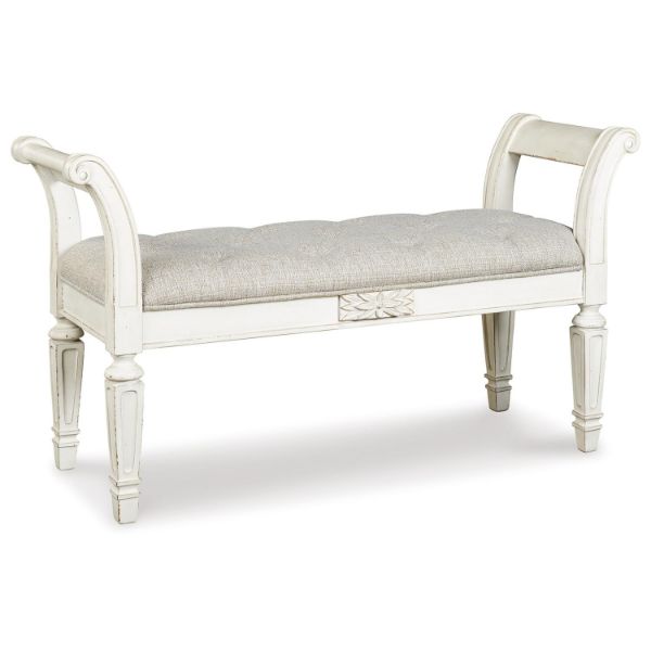  Realyn Accent Bench, Antique White 