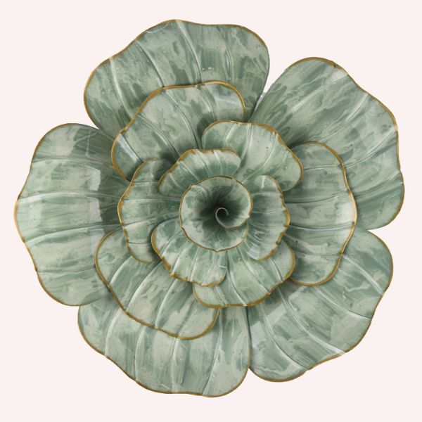 Metal Decor Flower Green Blue 