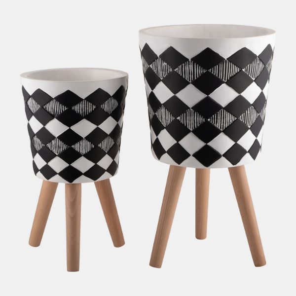 S/2 Diamond Planters Wd Legs 