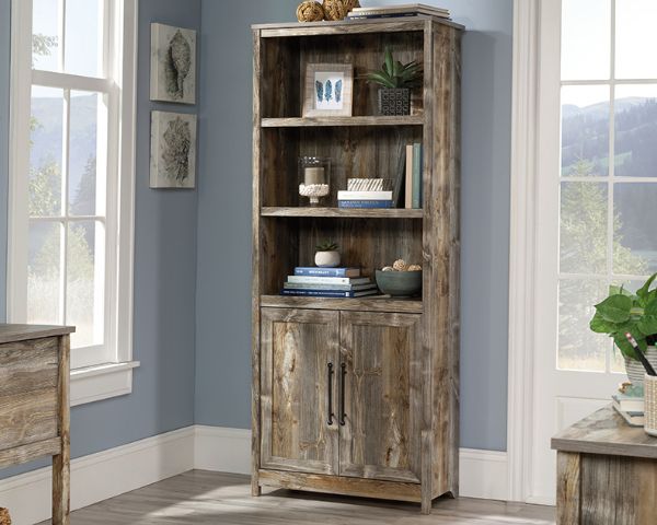  Grand Trace 5-Shelf Bookcase with Doors, Gray 