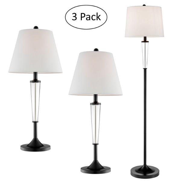Freida Black Metal 3 Piece Lamp Set 