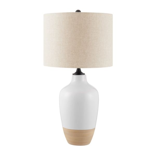 Lynelle White Wood Ceramic Lamp 
