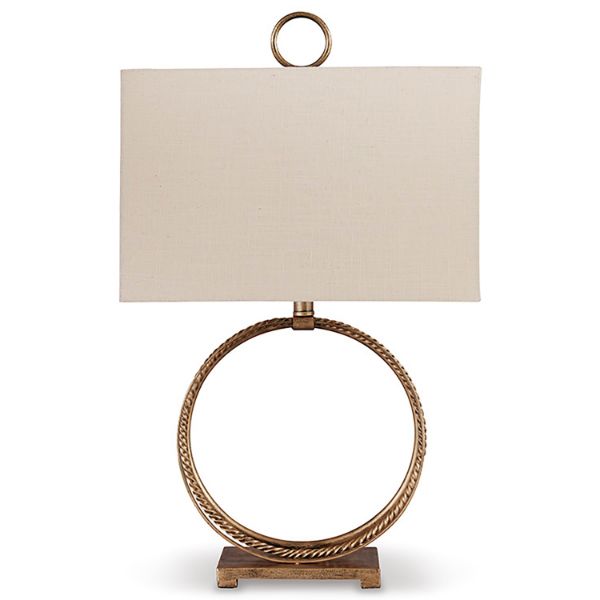 Round Goldtone Braided Metal Lamp 