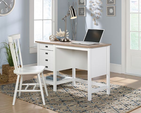  Cottage Road Single Pedestal Desk, Soft White 
