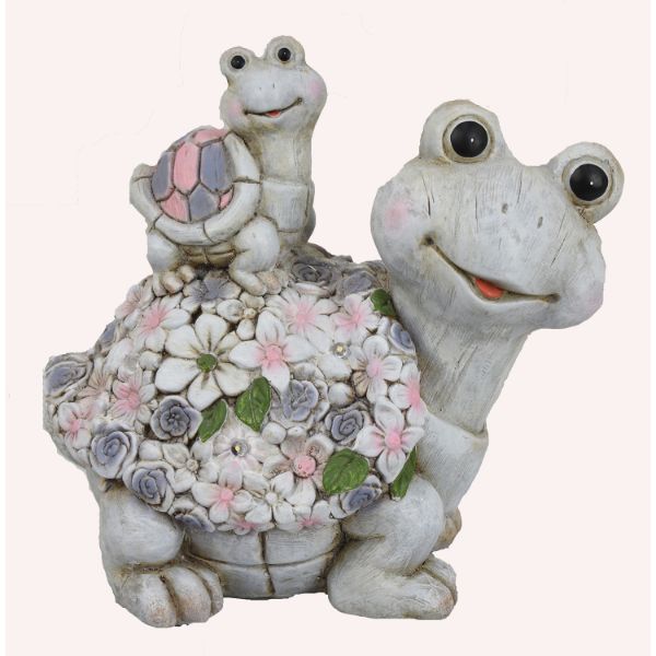 Two Turtle Garden Decor With Solar 