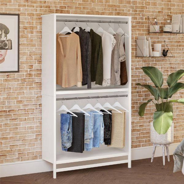  Luxe Extra Wide 2-Shelf Double Closet, Ivory Oak 