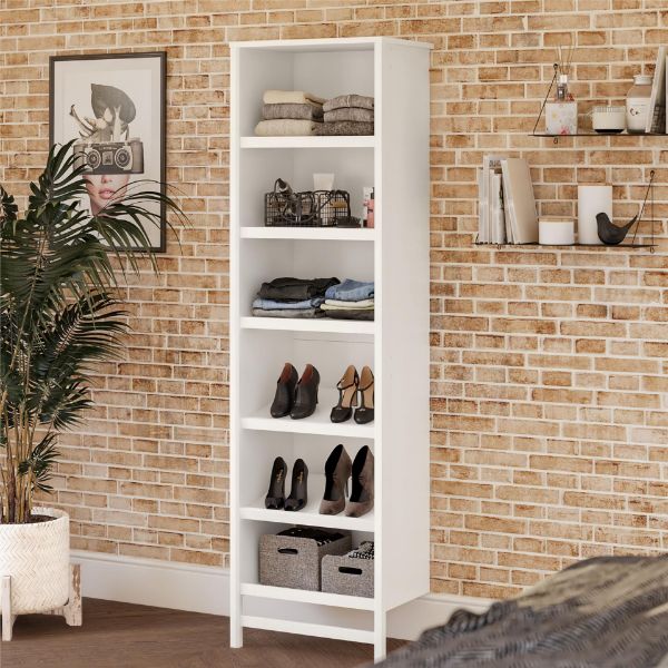  Luxe 6-Shelf Closet with Rods, Ivory Oak 