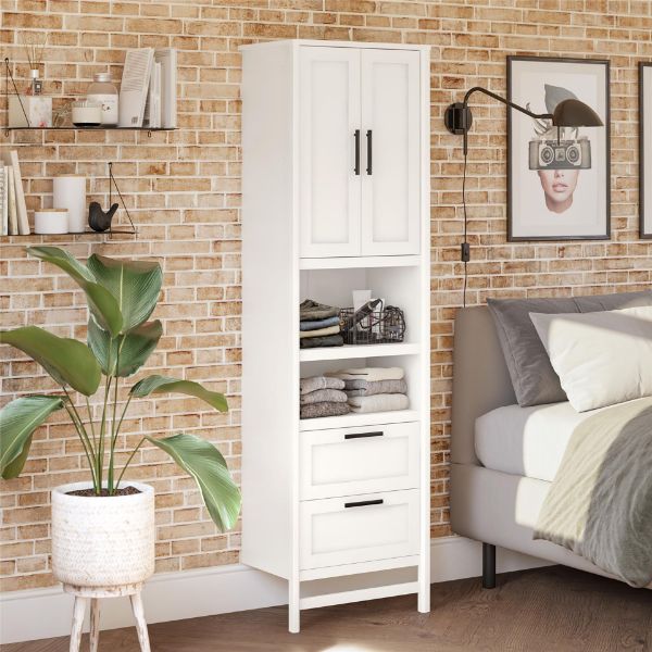  Luxe 2-Door/2-Drawer Closet with Rods, Ivory Oak 