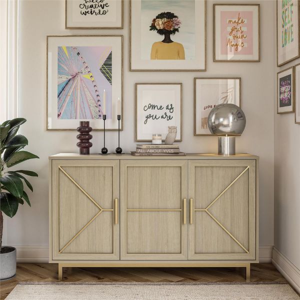  Neely Wide Accent Cabinet, Pale Oak 