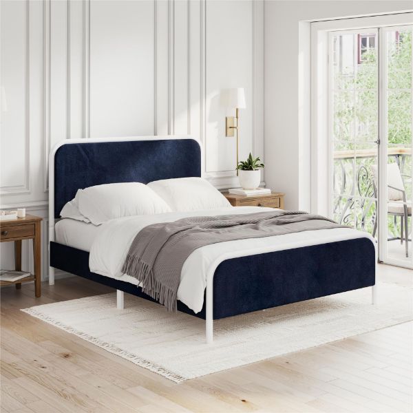  Tallulah Upholstered Queen Platform Bed, Navy 