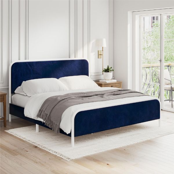  Tallulah Upholstered King Platform Bed, Navy 