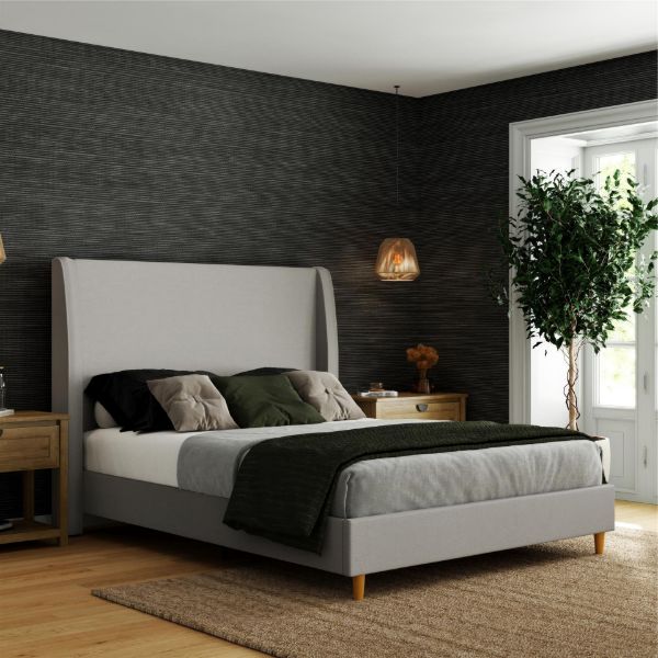  Tess Queen Upholstered Bed, Whiskey Gray Linen 
