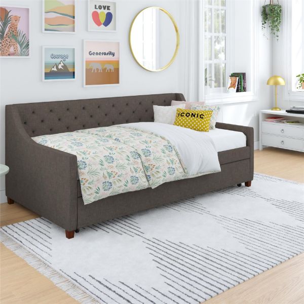  Novogratz Daybed and Trundle, Gray Linen 