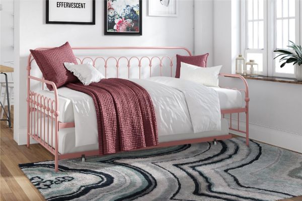  Bright Pop Twin Daybed with Trundle, Dusty Rose 