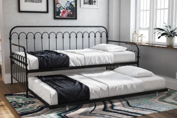 Bright Pop Twin Daybed with Trundle, Black 