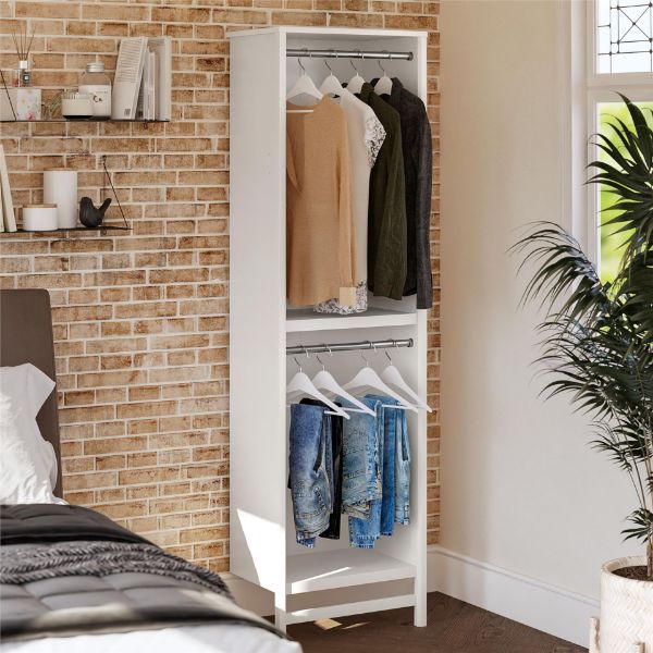  Luxe 2-Shelf Double Closet with Rods, Ivory Oak 