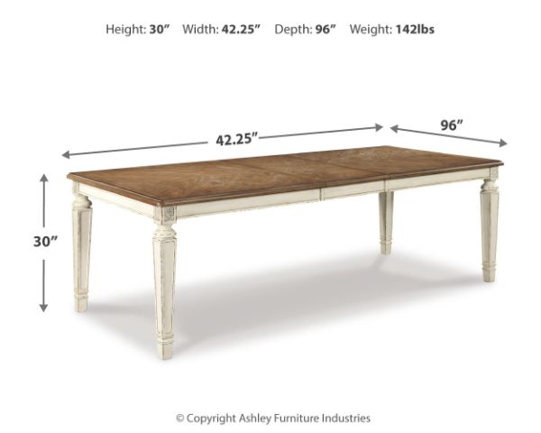  Realyn Dining Extension Table, Chipped White 