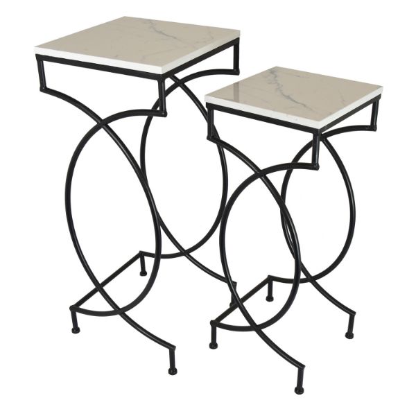 Metal Marble Stand Table Set Of 2 