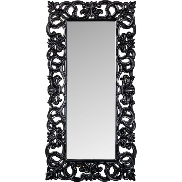 Open Scrolled Leaner Mirror In Black 