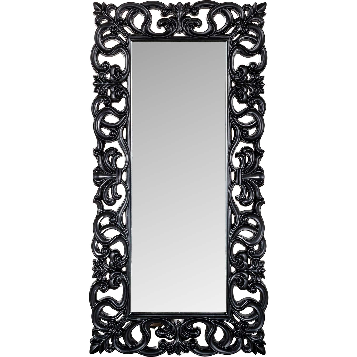 Open Scrolled Leaner Mirror In Black 2 Open Scrolled Leaner Mirror In Black