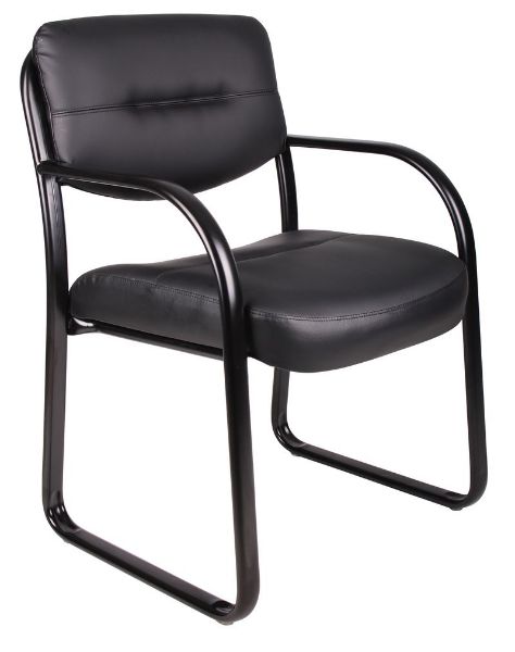  Boss Leather Sled Base Side Chair, Black 