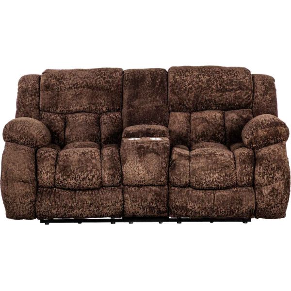 Cosmos Espresso Power Reclining Console Loveseat 
