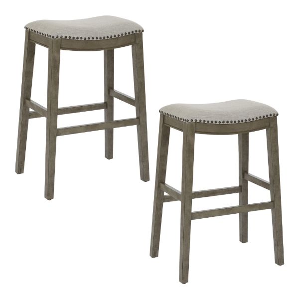  Antique 30" Saddle Stool 2-Pack, Gray 