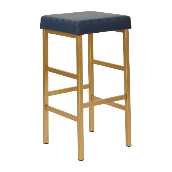 30" Gold Backless Stool in Blue 1 30" Gold Backless Stool in Blue