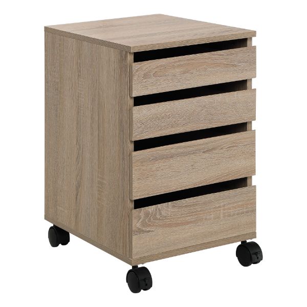  Holly Four Drawer Mobile Storage Cart, Natural 