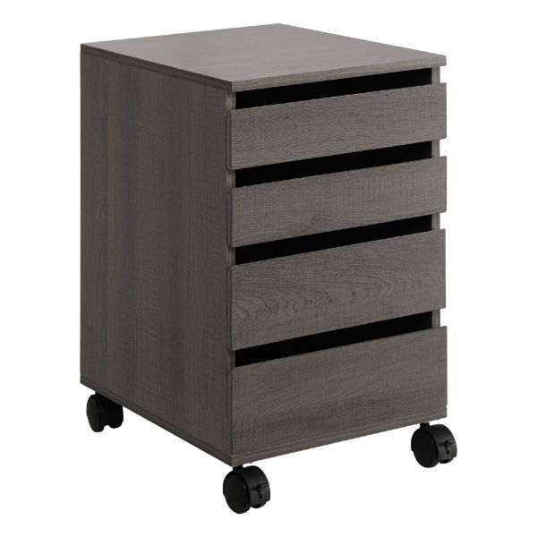  Holly Four Drawer Mobile Storage Cart, Brown 