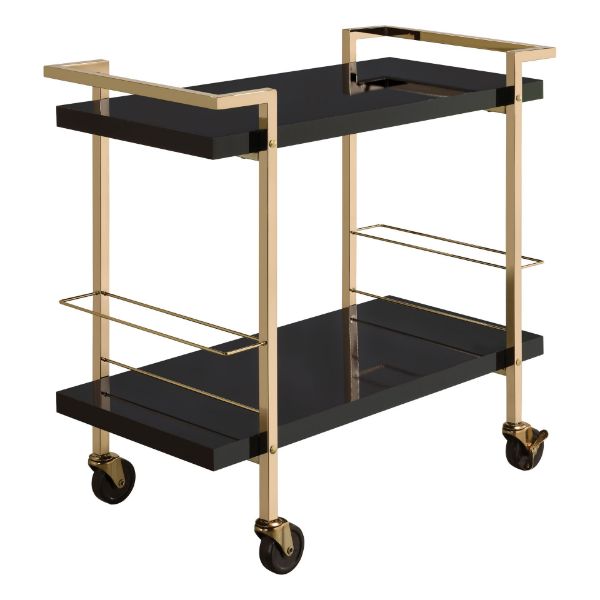 Alios Serving Cart with Black Gold Frame 