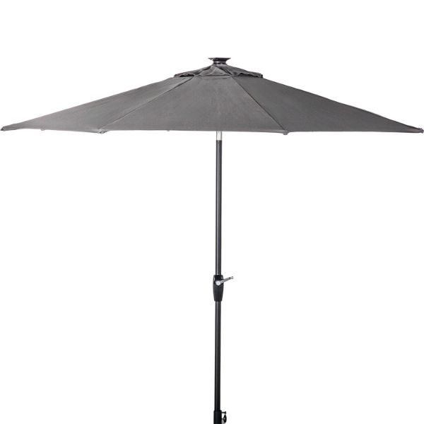 9' Solar Auto Tilt Umbrella Gray 