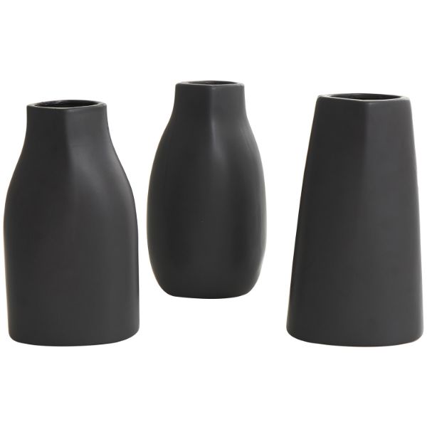 Ceramic Black Vase Set Of 3 