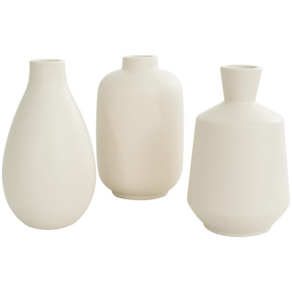 Ceramic White Vase Set Of 3 