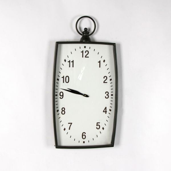 Rectangle Black Finish Wall Clock 