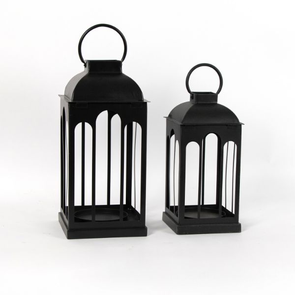 Black Metal Lantern Set Of Two 