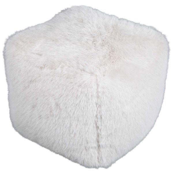 Ivory Longhair Fox Pouf 