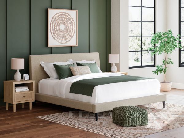 Cielden King Upholstered Bed with Roll Slats 