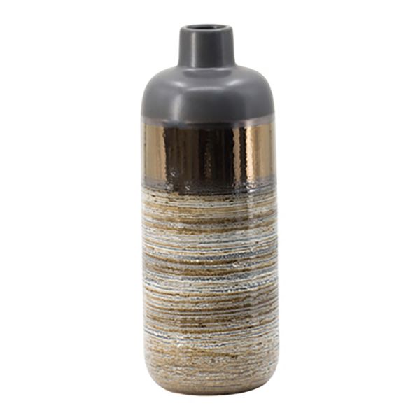 Textured Vase Brown Shinny Bronze Tall 