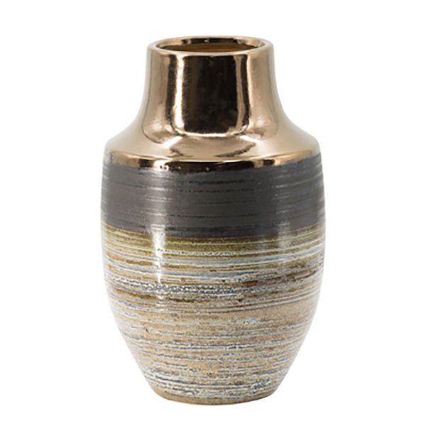 Textured Vase Brown Shinny Bronze Urn 